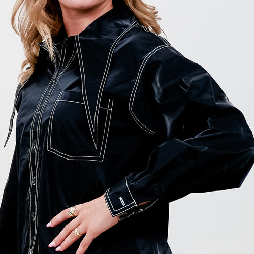 Cras - Bellshirt – Sort med kontrastsyninger - REUSERS