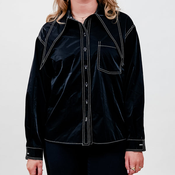 Cras - Bellshirt – Sort med kontrastsyninger - REUSERS