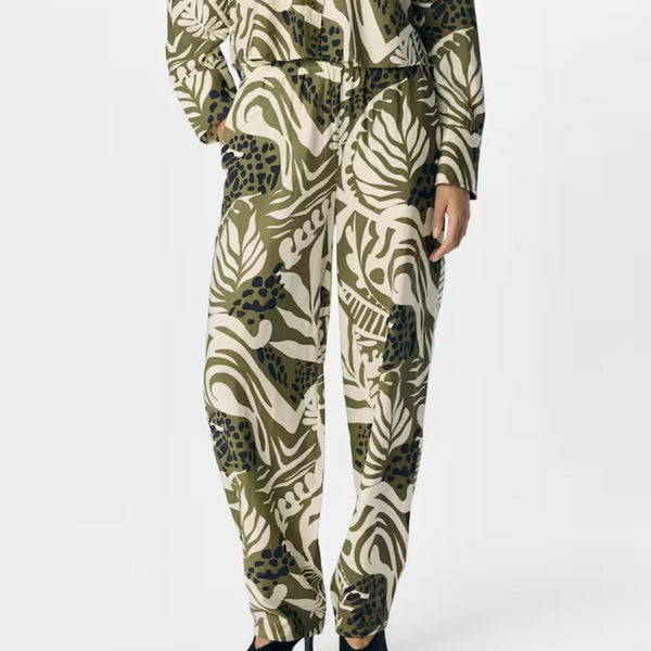 Object - Mella LO HW Pant – Grøn Print - REUSERS