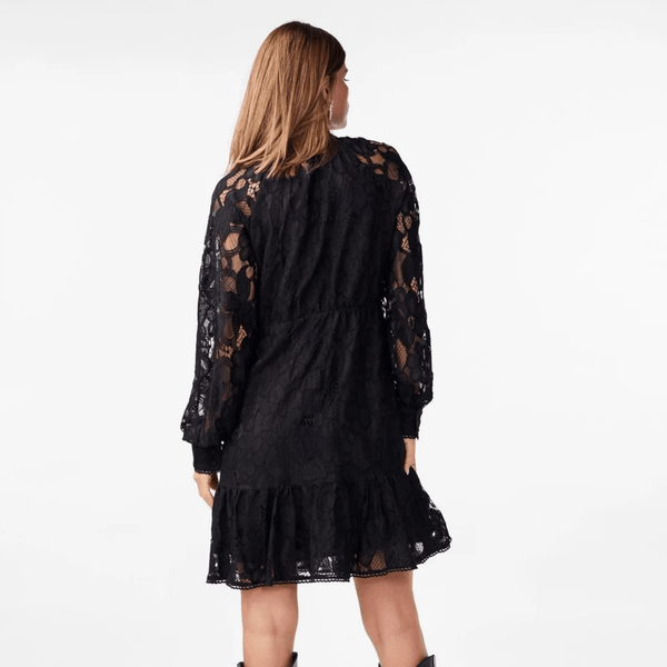 Y.A.S - Stilla LS Lace Dress – Sort Blondekjole - REUSERS