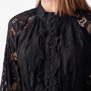Y.A.S - Stilla LS Lace Dress – Sort Blondekjole - REUSERS