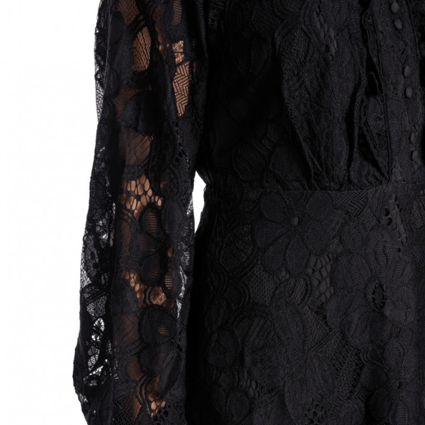 Y.A.S - Stilla LS Lace Dress – Sort Blondekjole - REUSERS