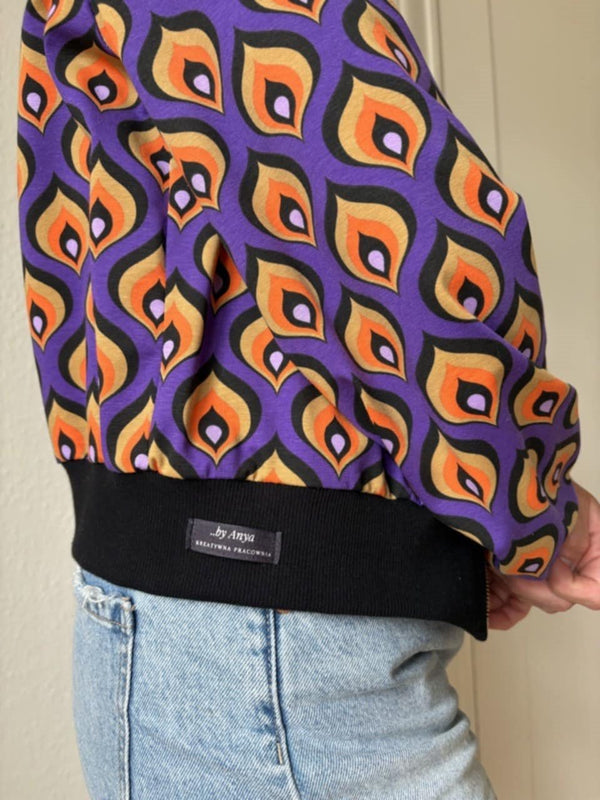 by Anya – Bomberjakke Lilla/Orange – Raglan & Lynlås (Str. S) - REUSERS