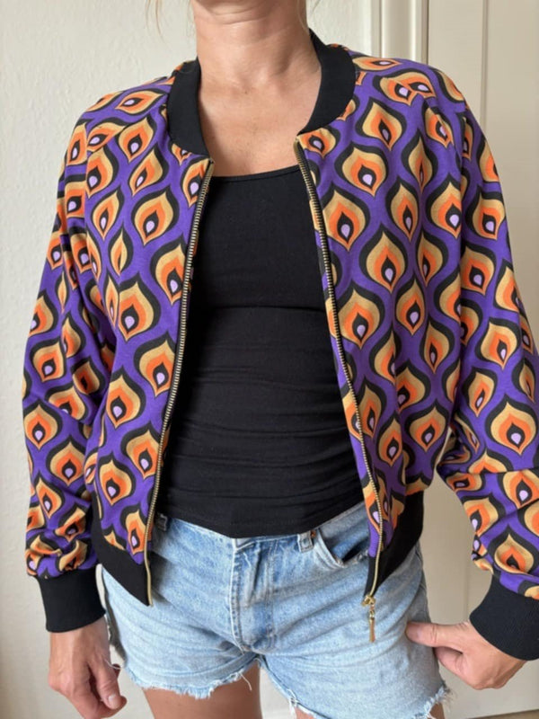 by Anya – Bomberjakke Lilla/Orange – Raglan & Lynlås (Str. S) - REUSERS