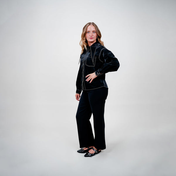 Cras - Bellshirt – Sort med kontrastsyninger - REUSERS