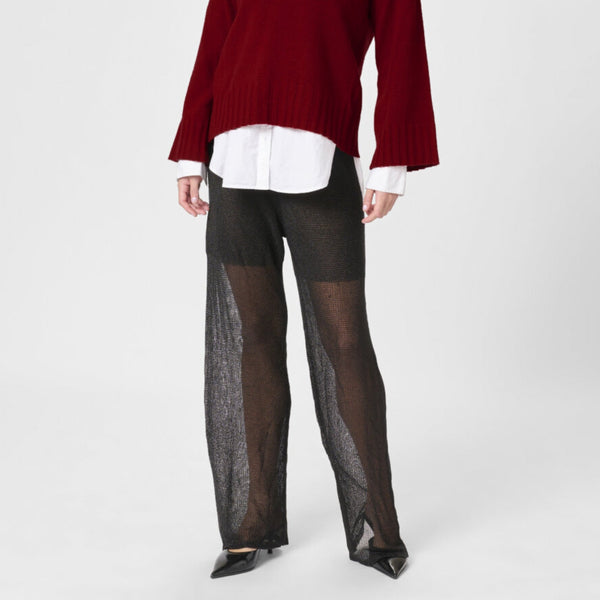 OllyMW Knit Pants – Strik med Glittereffekt – Sort - REUSERS