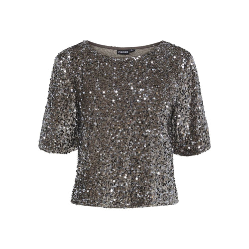 Pieces – PCKam SS Top BC – Med pailletter - REUSERS
