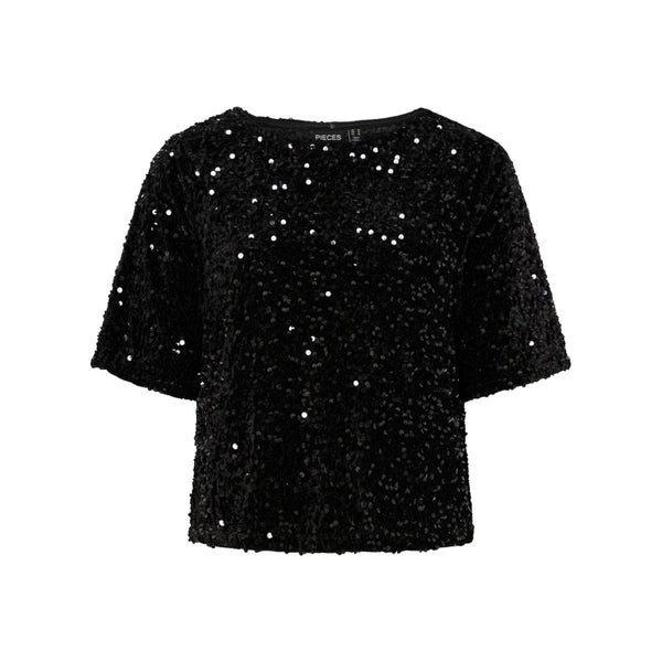 Pieces – PCKam SS Top BC – Med pailletter - REUSERS